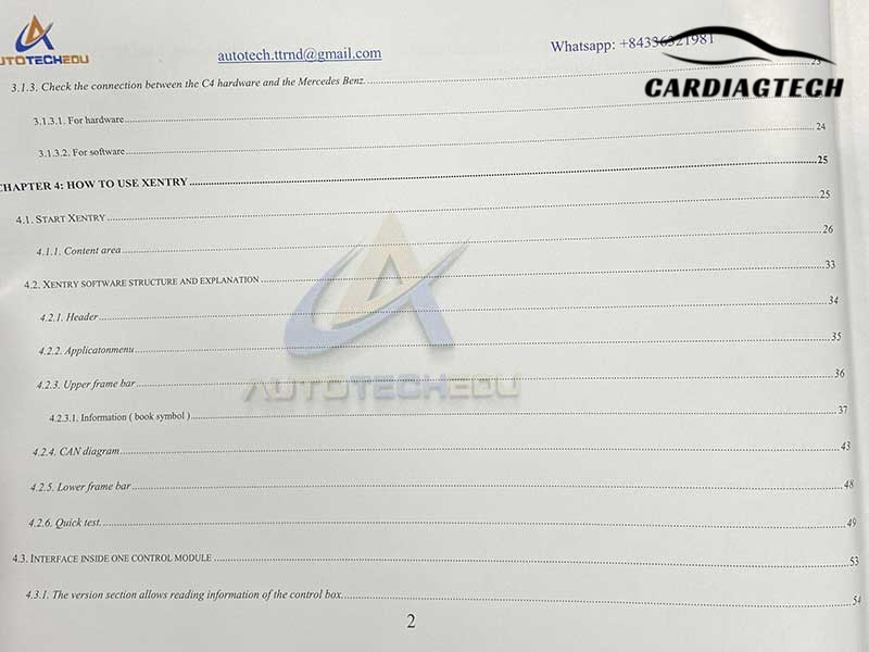 Table of Content of Auto Repair Manuals Secret to become master with Xentry/DAS