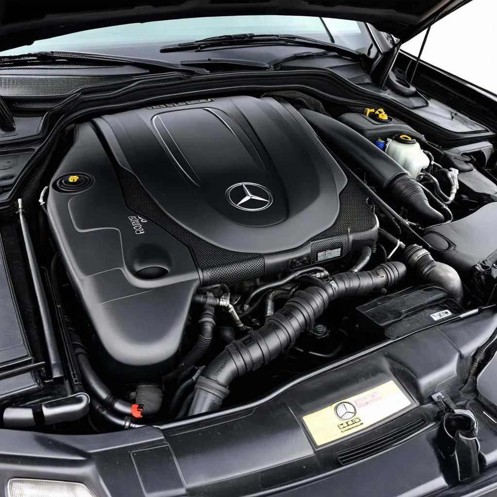 Engine Bay of a 1999 Mercedes-Benz C280