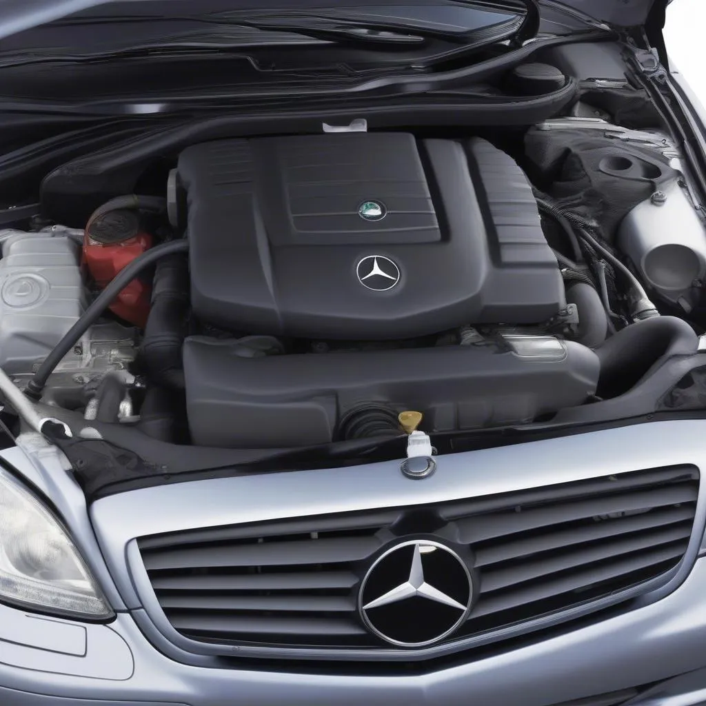 Engine Bay of a 2001 Mercedes C240 