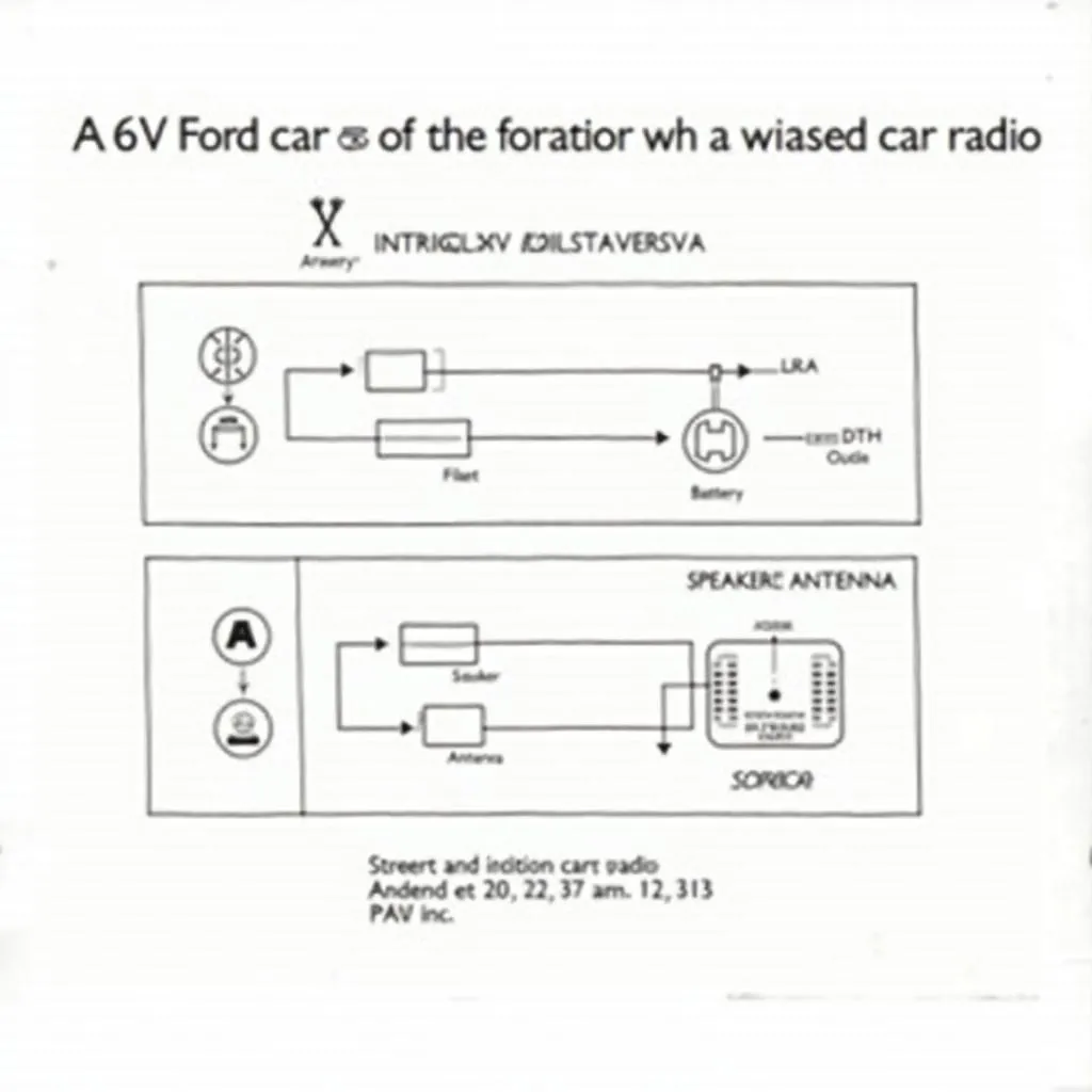 Wiring diagram of a 6V Ford car radio