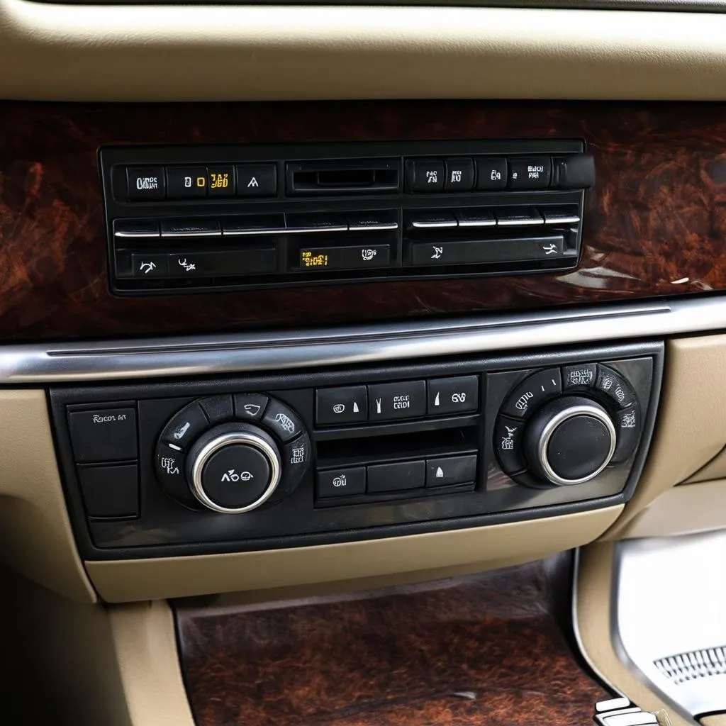  Close up of climate control panel in a car