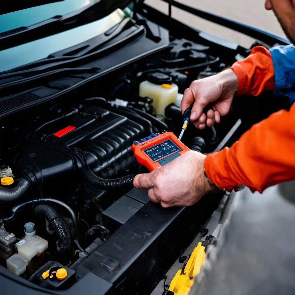 Mechanic connecting diagnostic tool