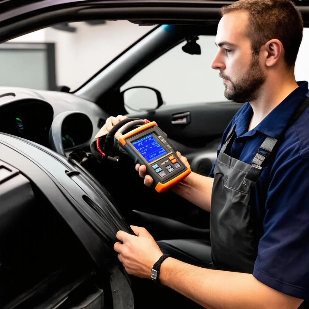 Mechanic Using Diagnostic Tool