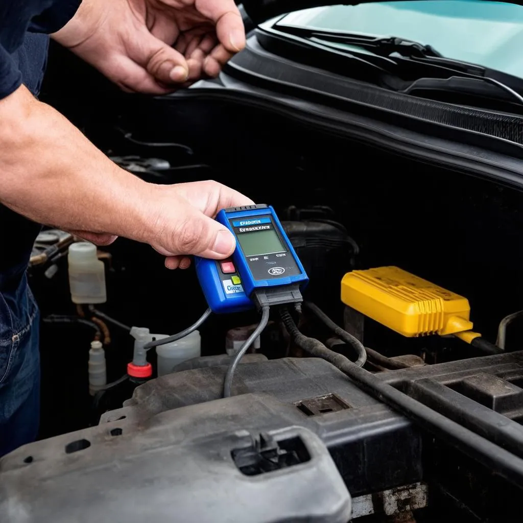 Mechanic Using VCDS Scanner