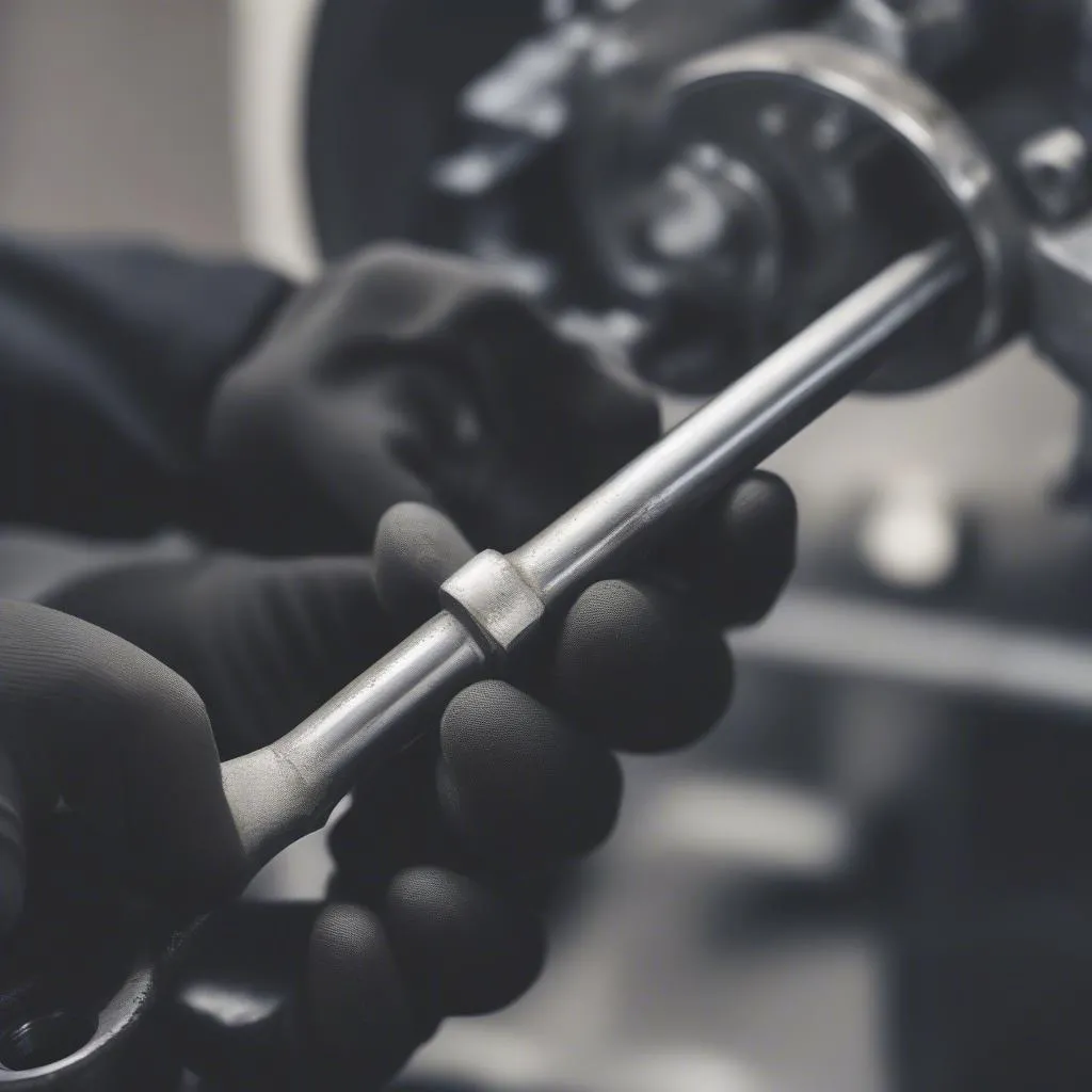 Mechanic Inspecting Connecting Rod