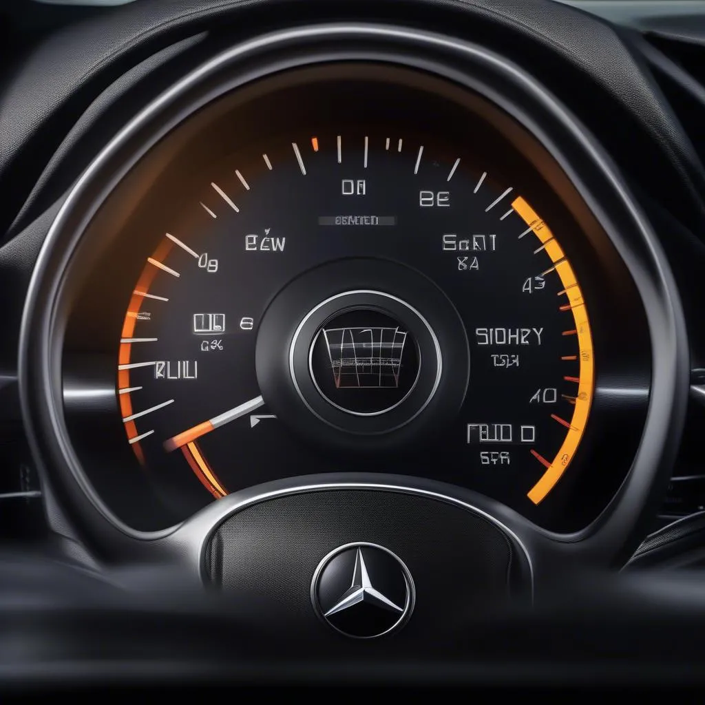 Mercedes Benz Dashboard with Check Engine Light On