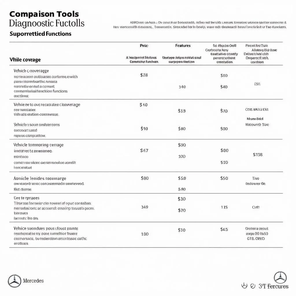 Mercedes Diagnostic Tool Comparison Chart