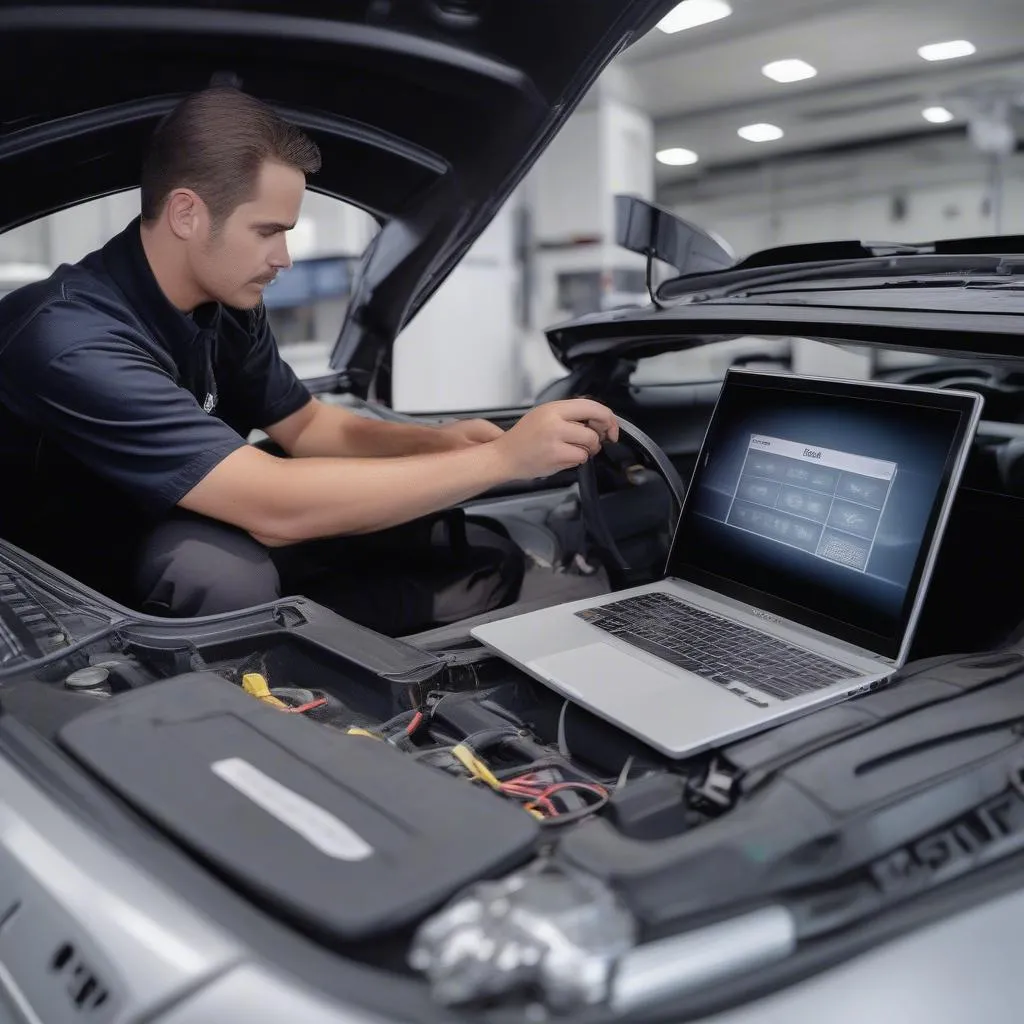 Mercedes Technician Using WIS