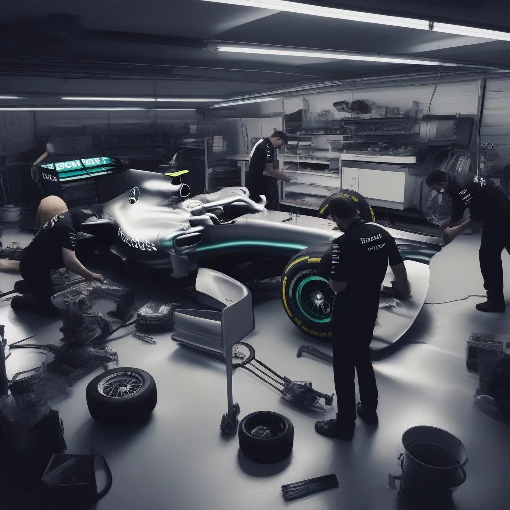 Mercedes F1 Mechanics Working