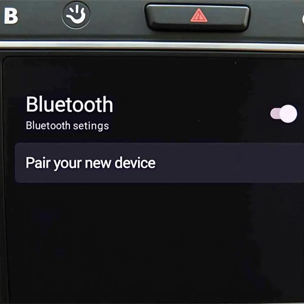 Android car radio Bluetooth settings screen