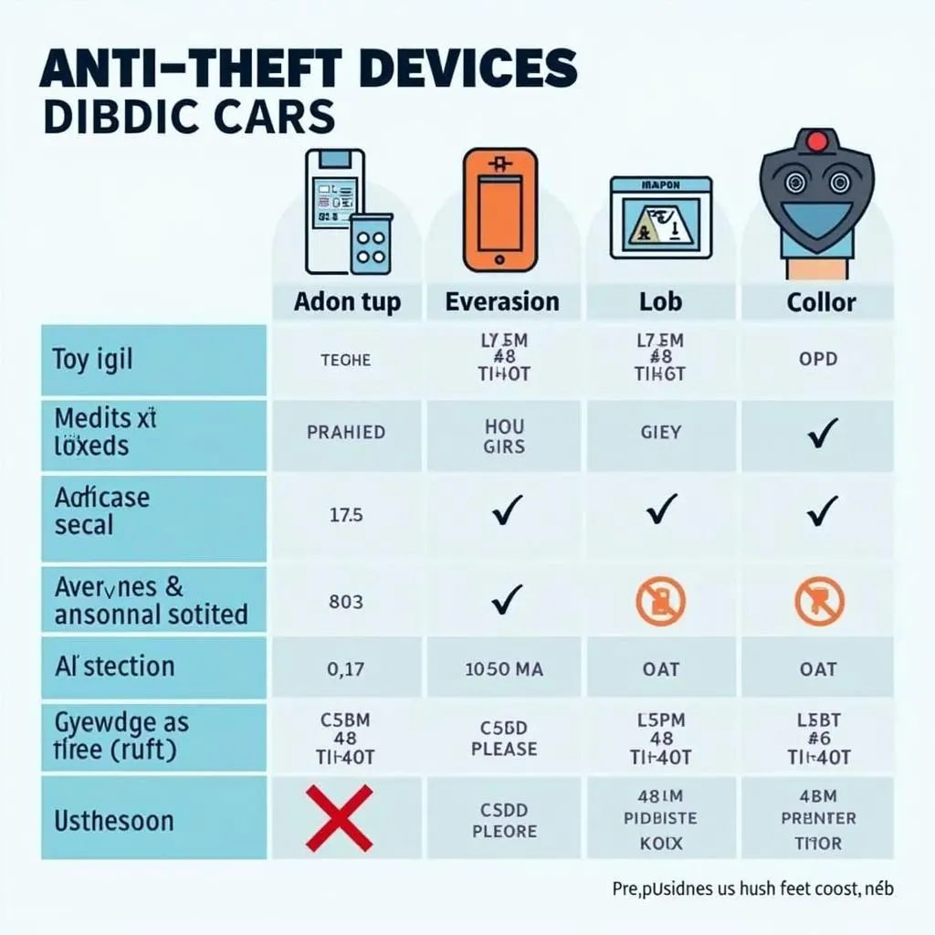 Anti-theft devices for cars comparison chart