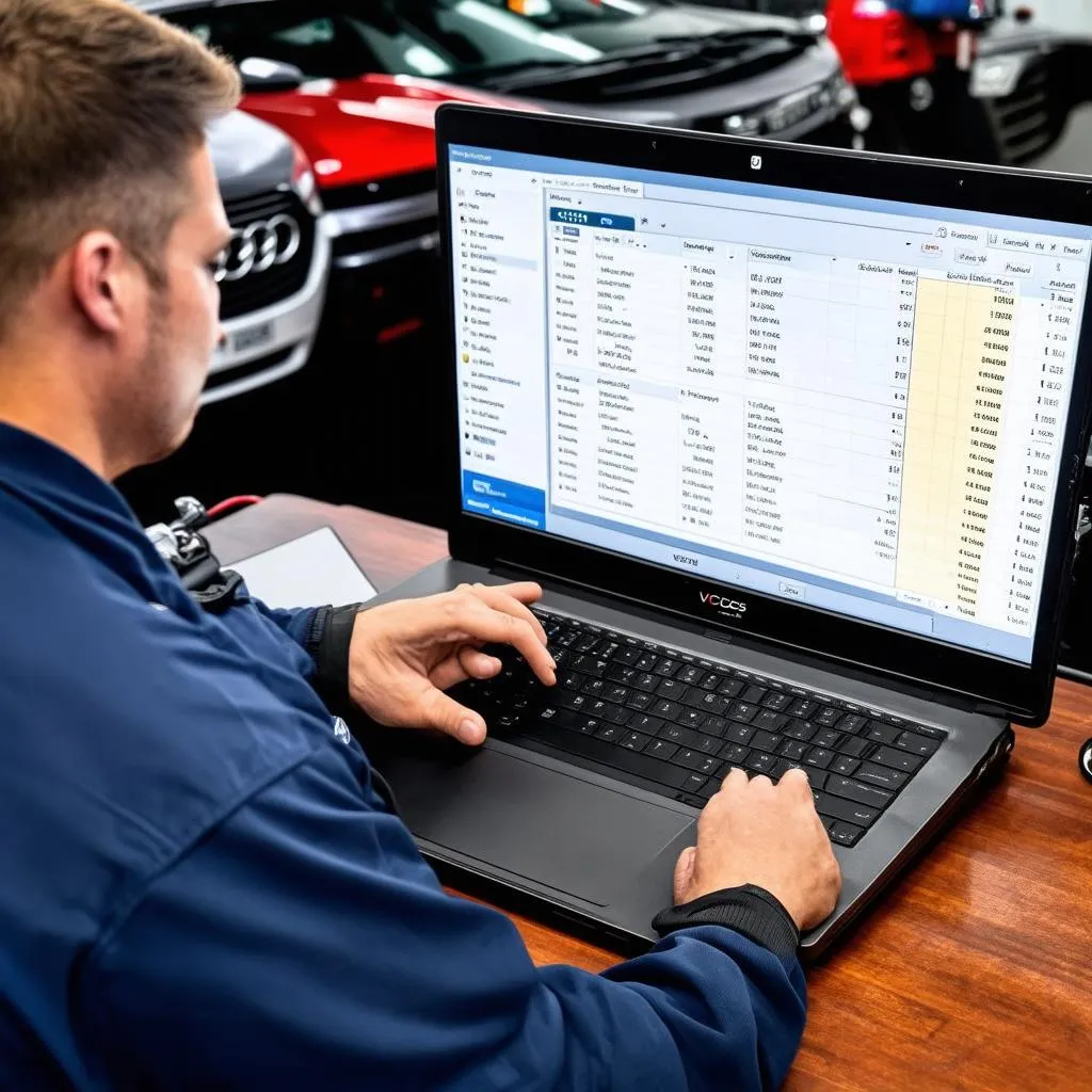 Audi Technician Using VCDS