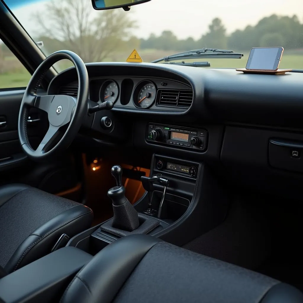 Bluetooth Car Kit Installed on Car Dashboard