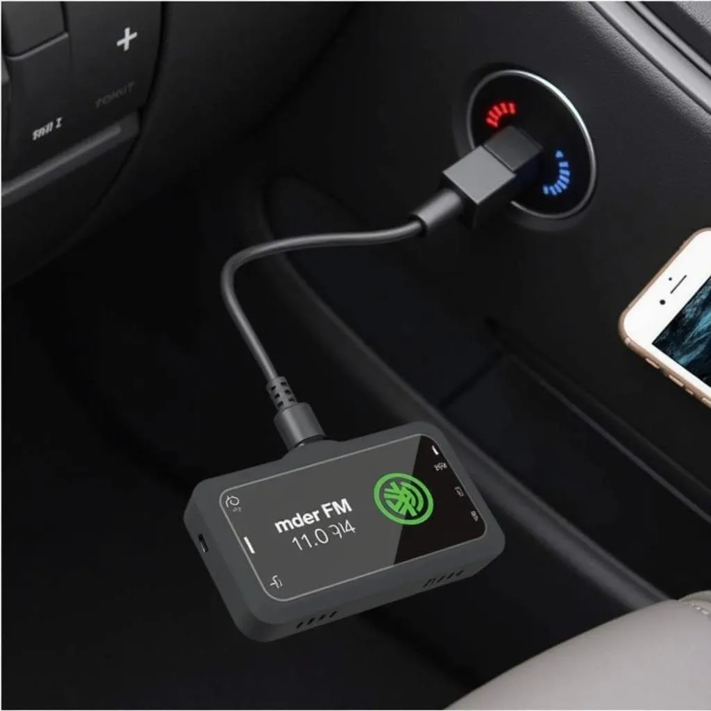 Bluetooth transmitter connected to car radio