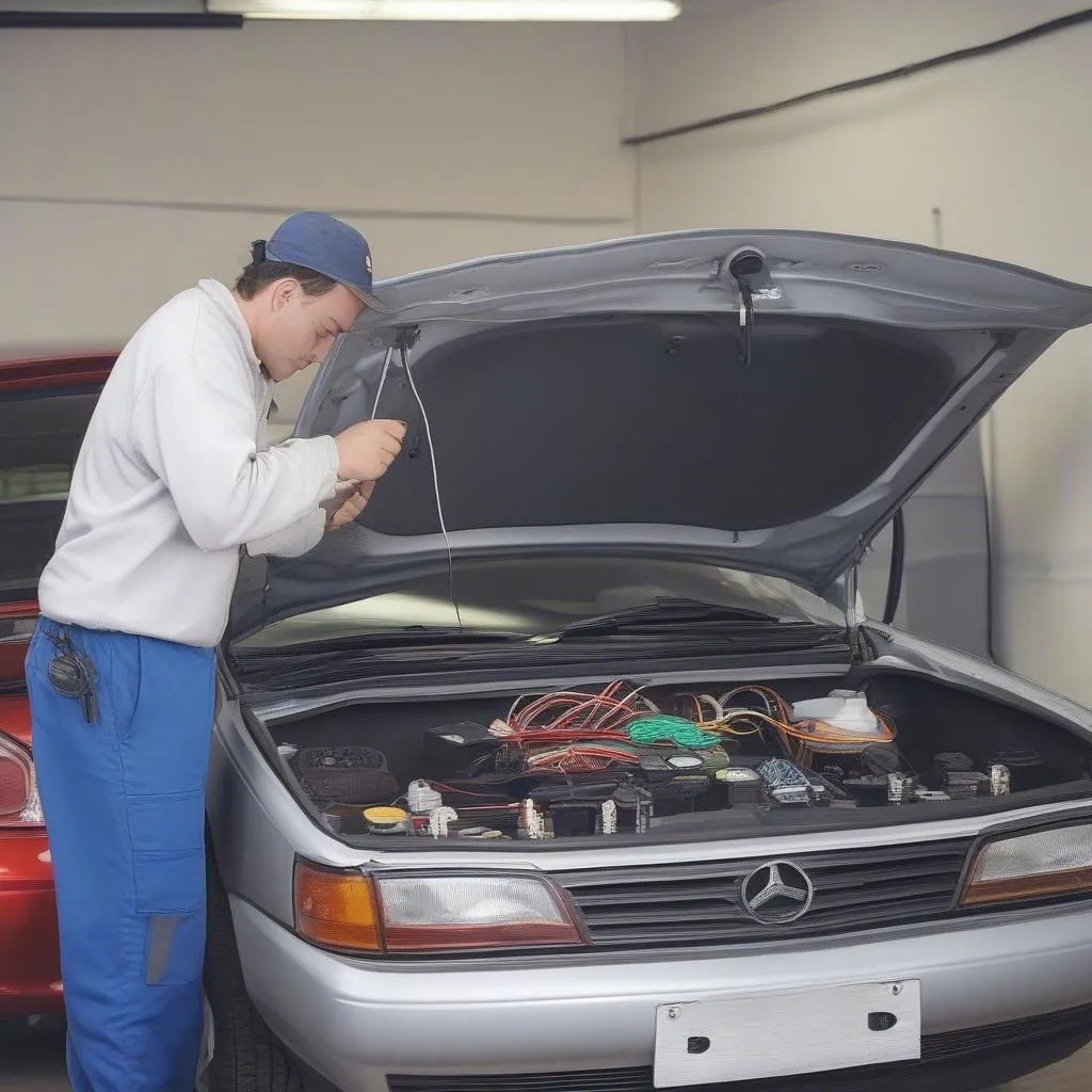 Car Alarm Being Installed