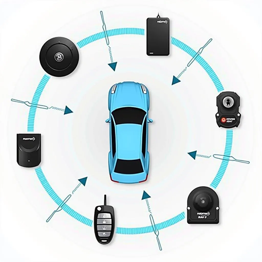 Various car anti-theft devices on display