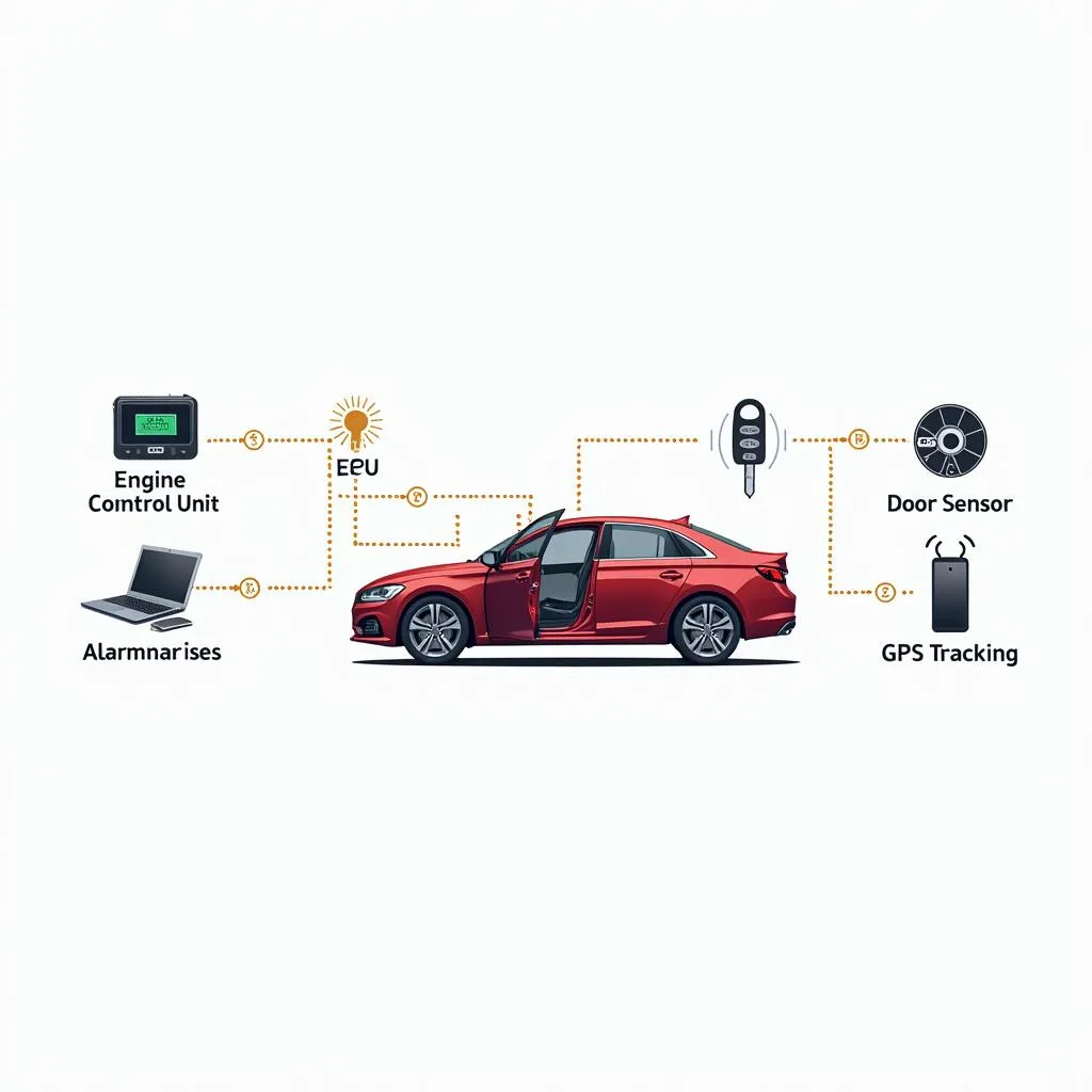 Car anti-theft system components diagram