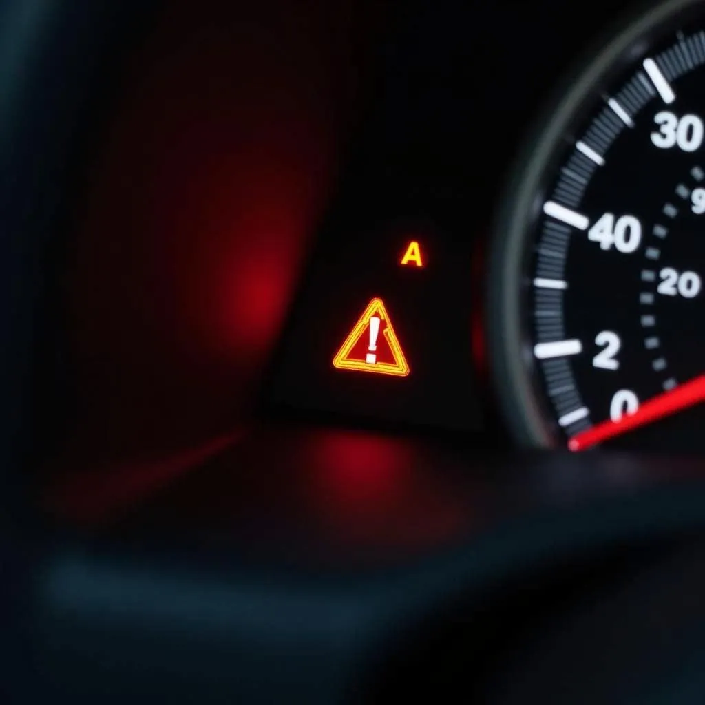 Car dashboard with anti-theft warning light flashing