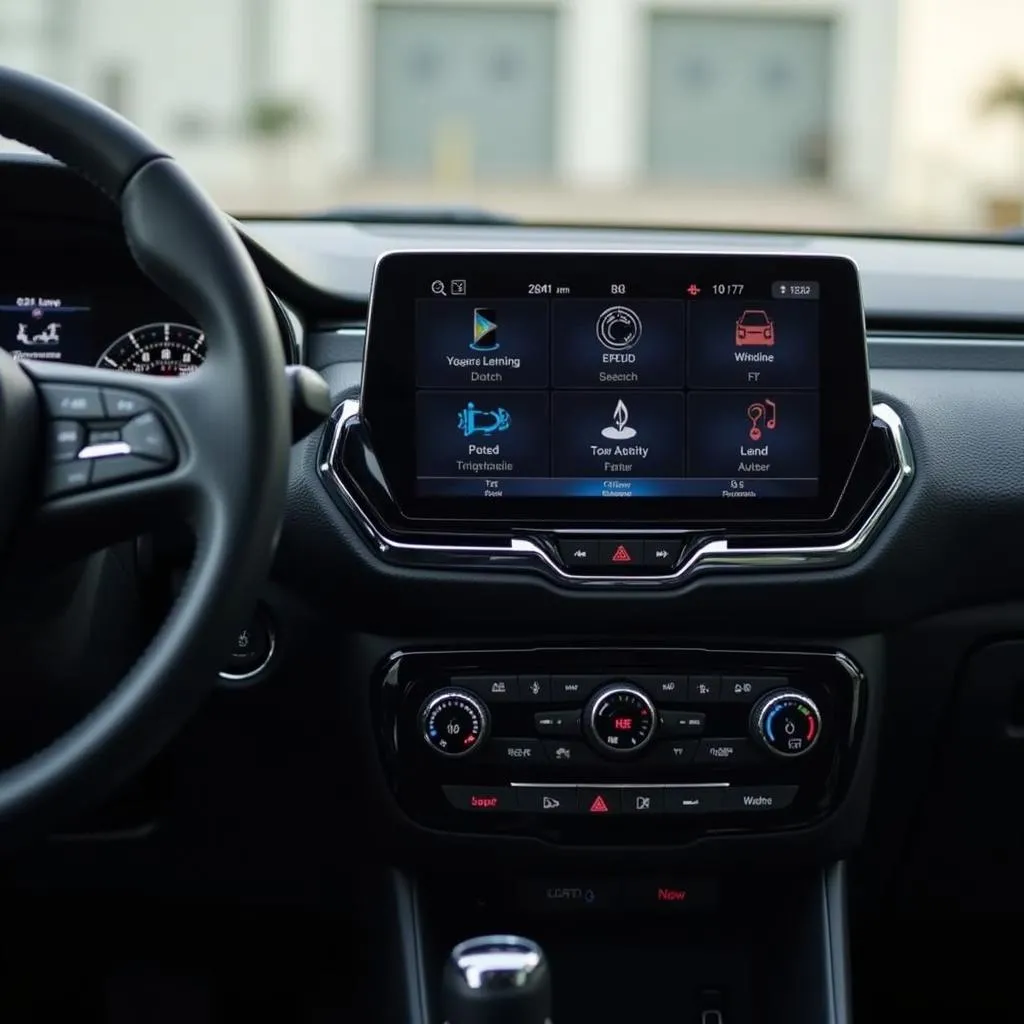 Modern car dashboard showcasing an integrated infotainment system with Bluetooth connectivity