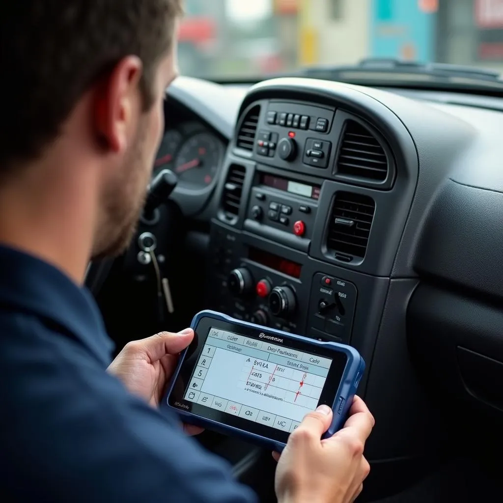 Car Audio Technician Diagnosing Bluetooth Radio Problem in 2005 GMC Envoy