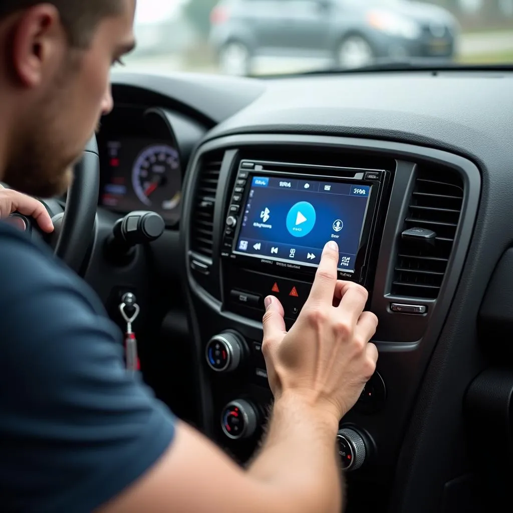 Car Audio Technician Installing Stereo