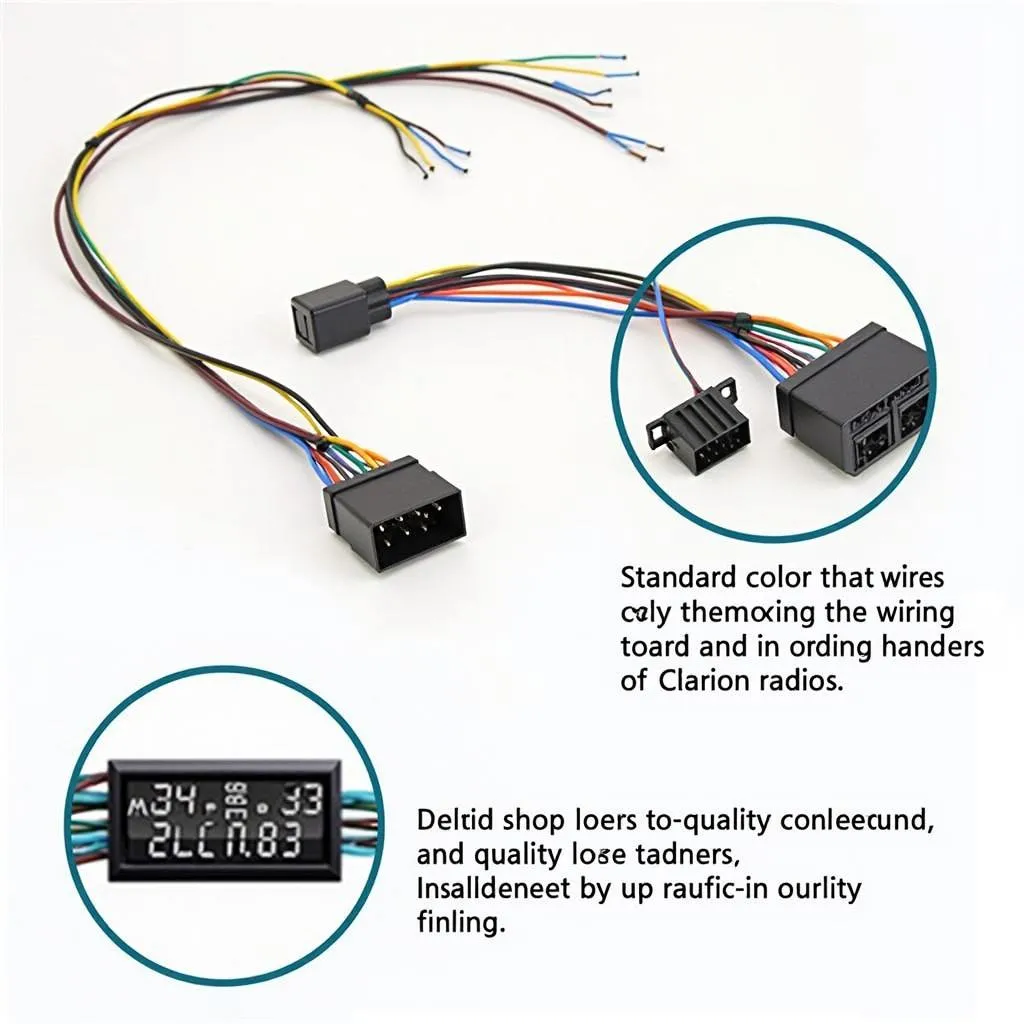 Car audio wiring harness designed for Clarion car radios