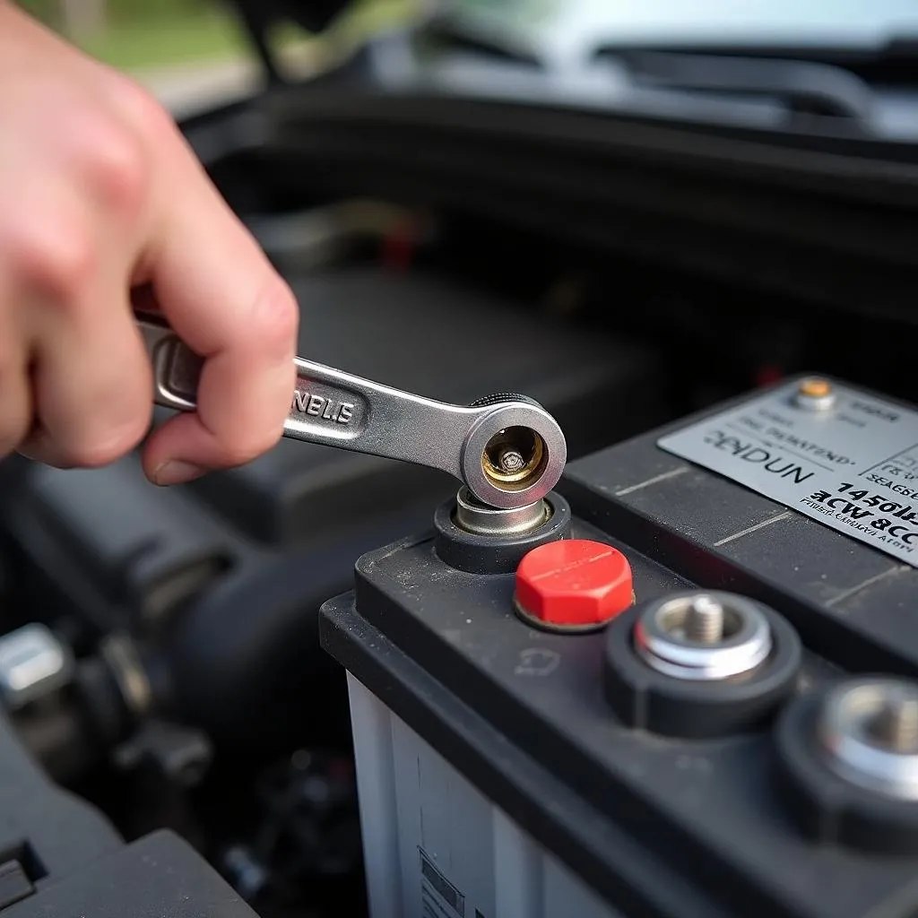 Disconnecting car battery negative terminal