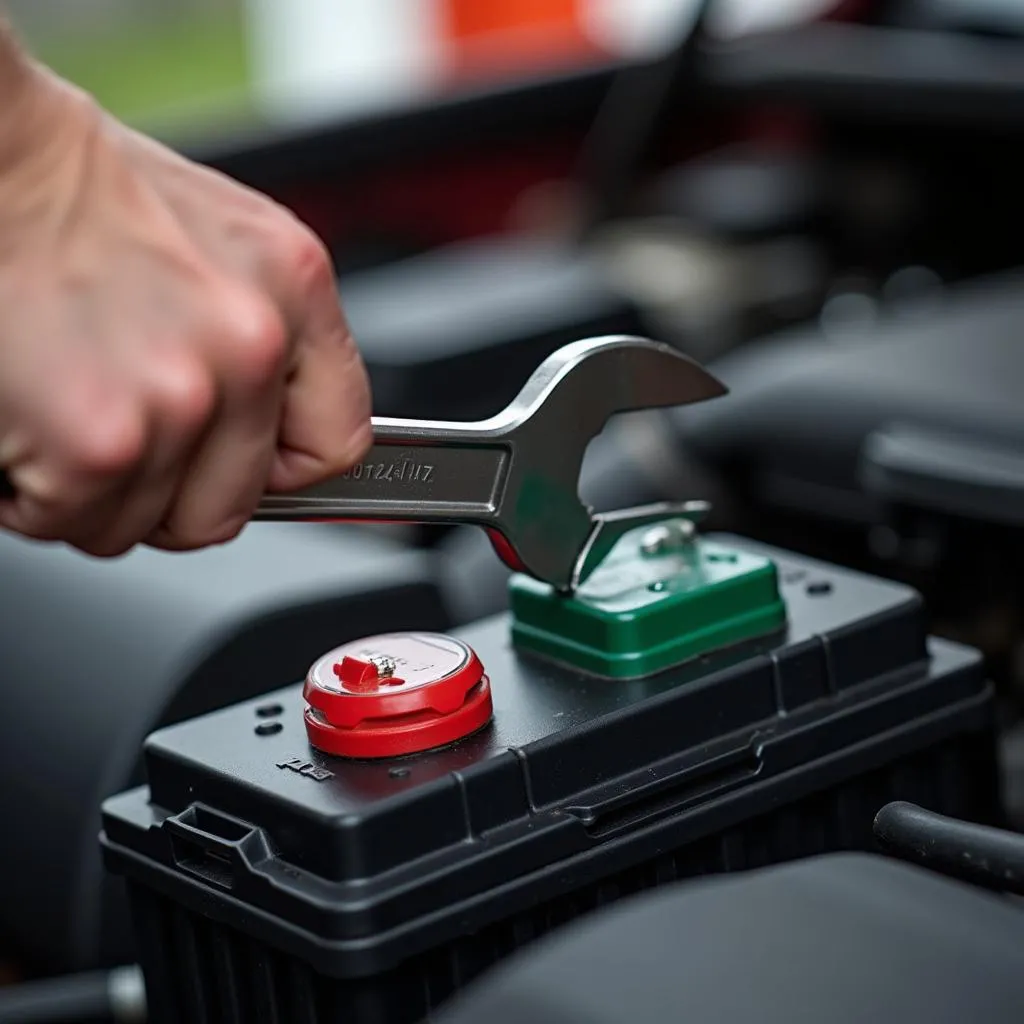 Checking car battery terminals