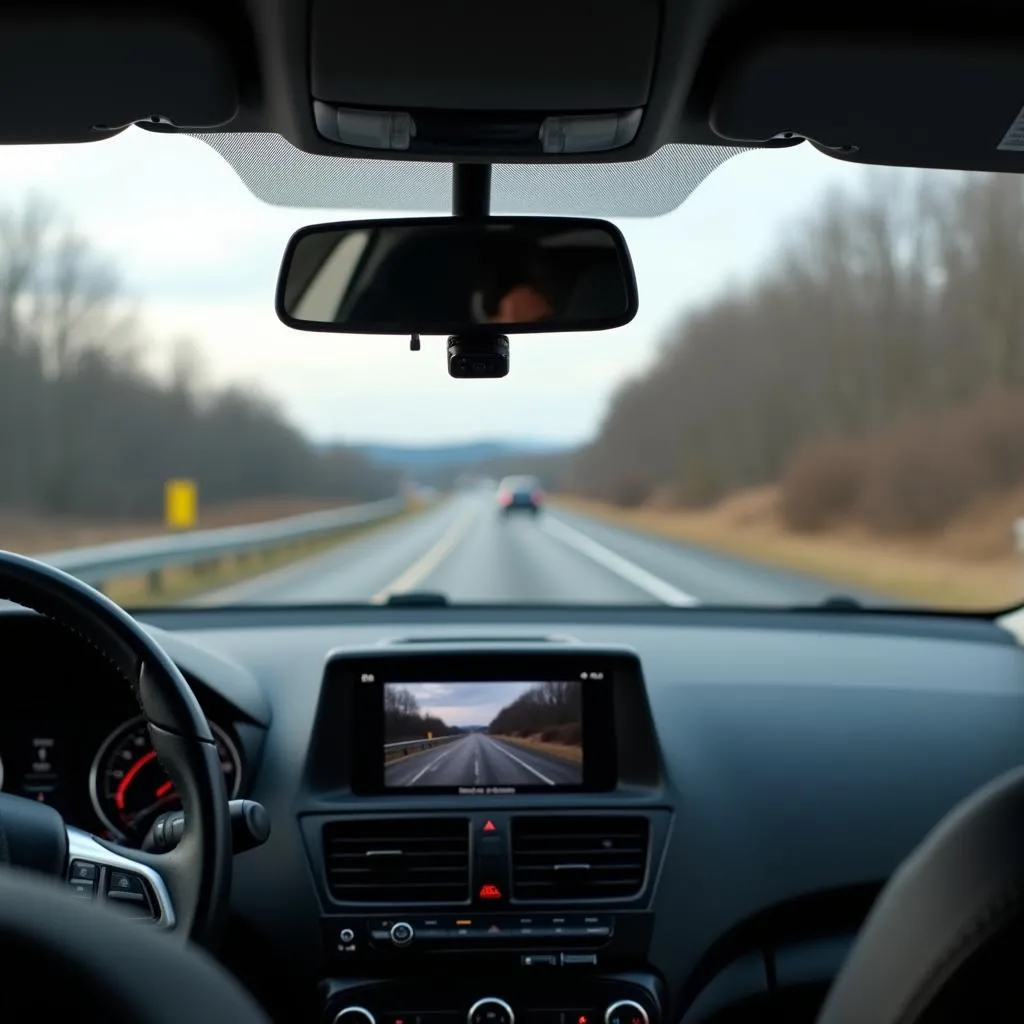 Dashcam recording inside a vehicle