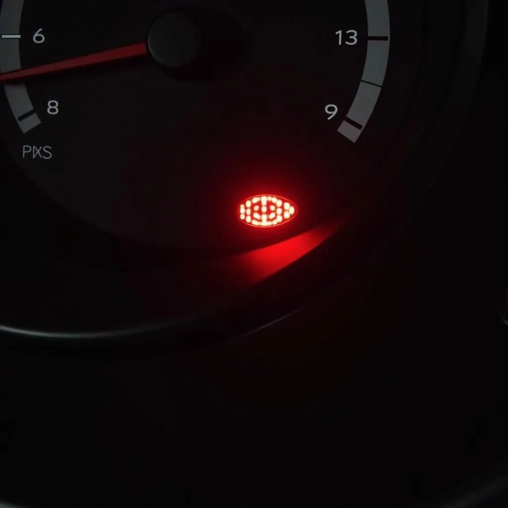 Car dashboard with a rapidly flashing security light