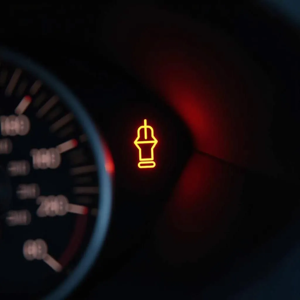 Car dashboard with immobilizer warning light