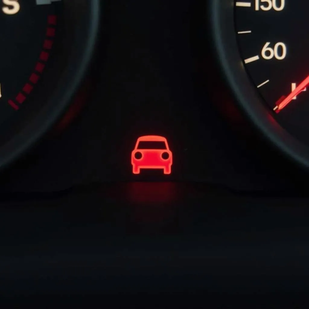 Car Dashboard with Flashing Security Light