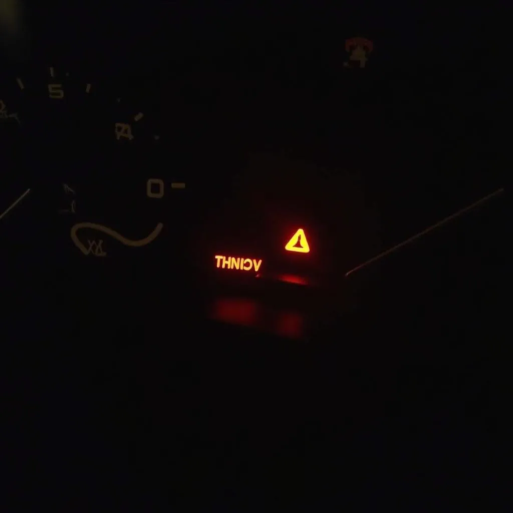 Car dashboard with warning lights illuminated