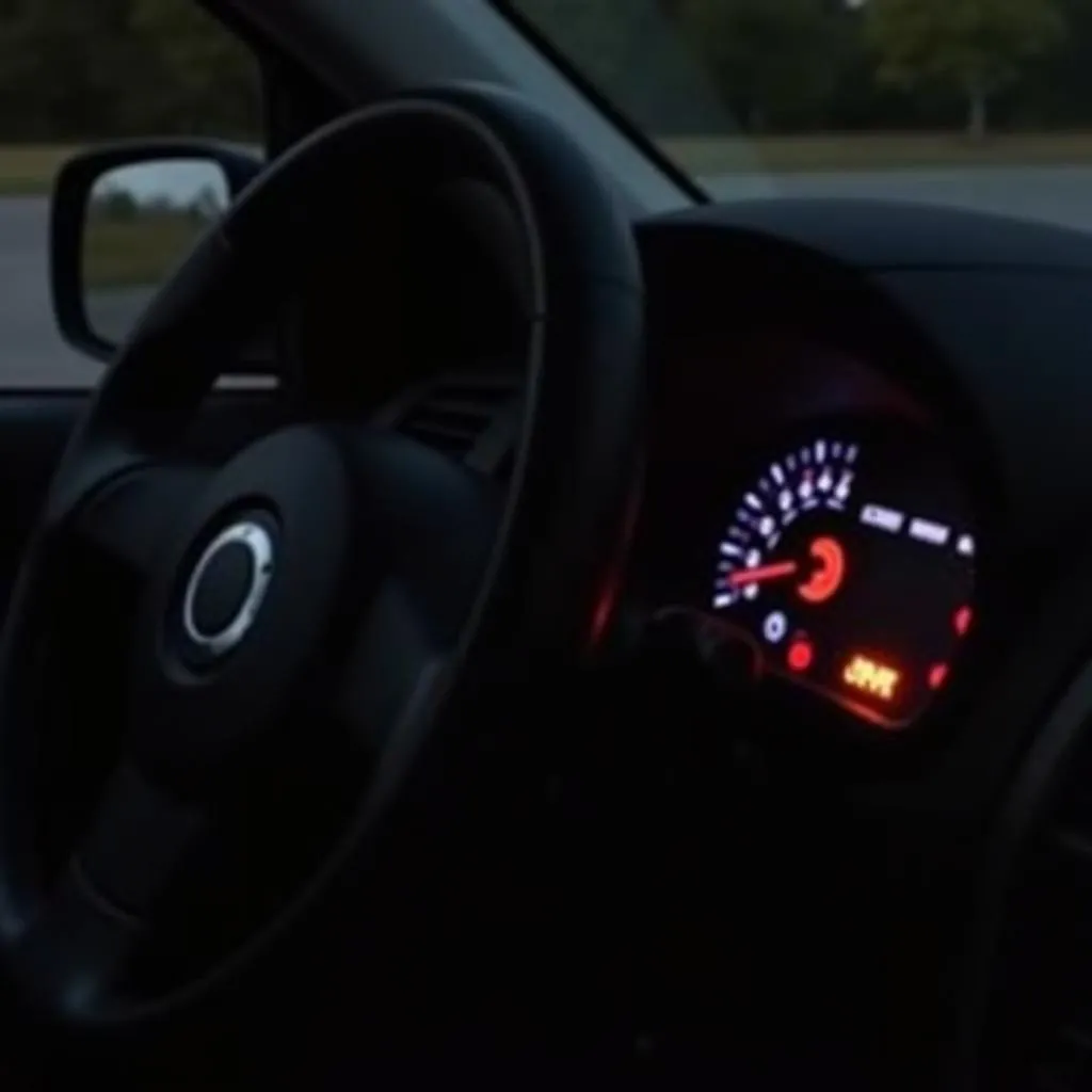 Car Dashboard with Flashing LED Light