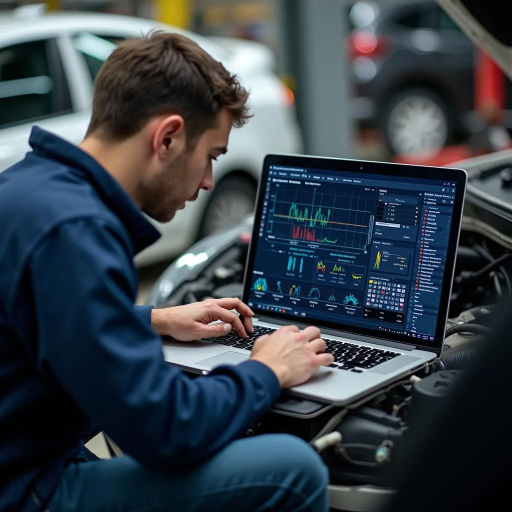 Car Diagnostic Software on Laptop