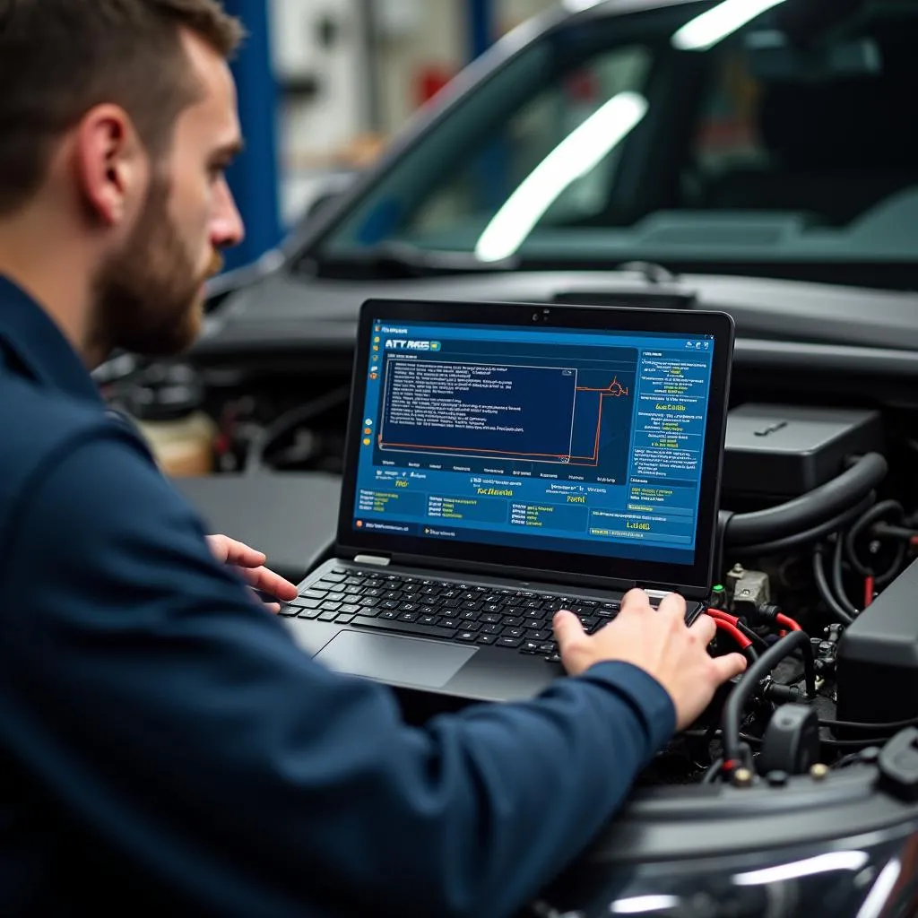 Laptop displaying car diagnostic software