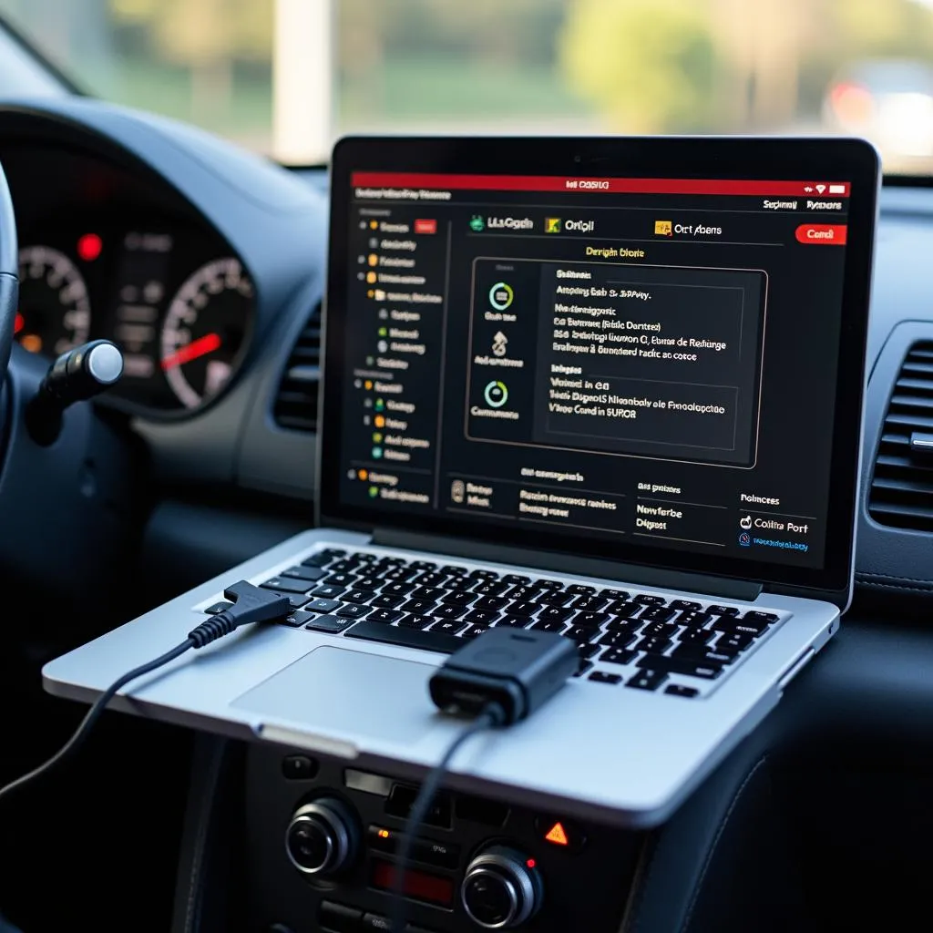 Car Diagnostic Software Connected to Car