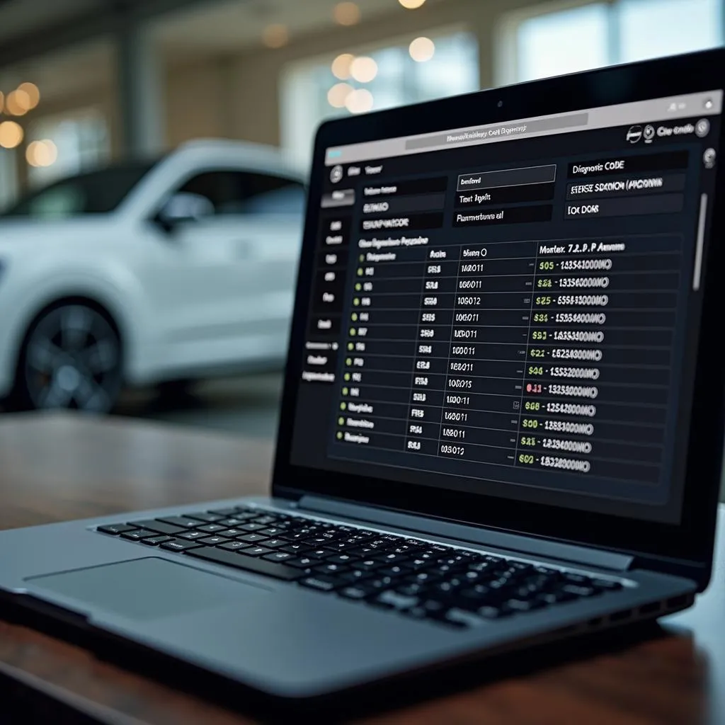Car diagnostic software interface on a laptop