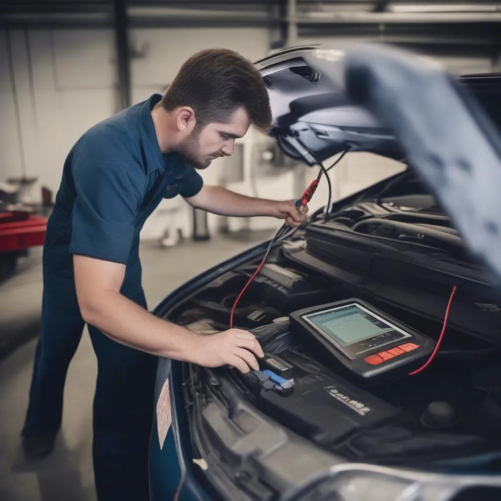 Car Diagnostic Tool Connected to a Vehicle