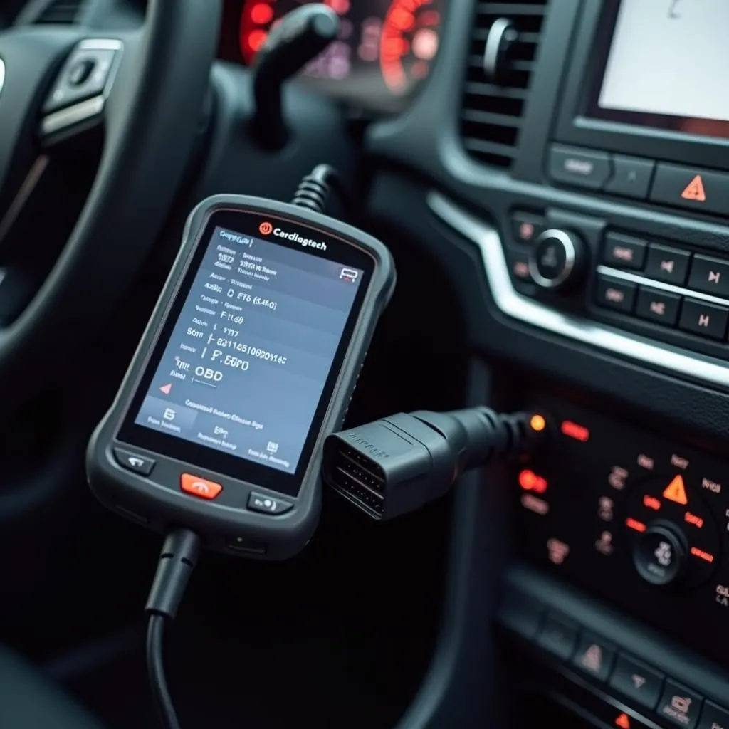 Car Diagnostic Tool Connected to a Vehicle