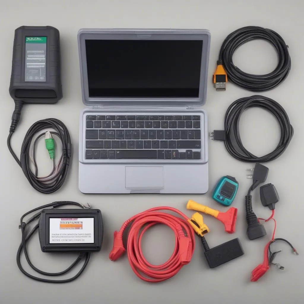 Car diagnostic tools plugged into a car's OBD-II port