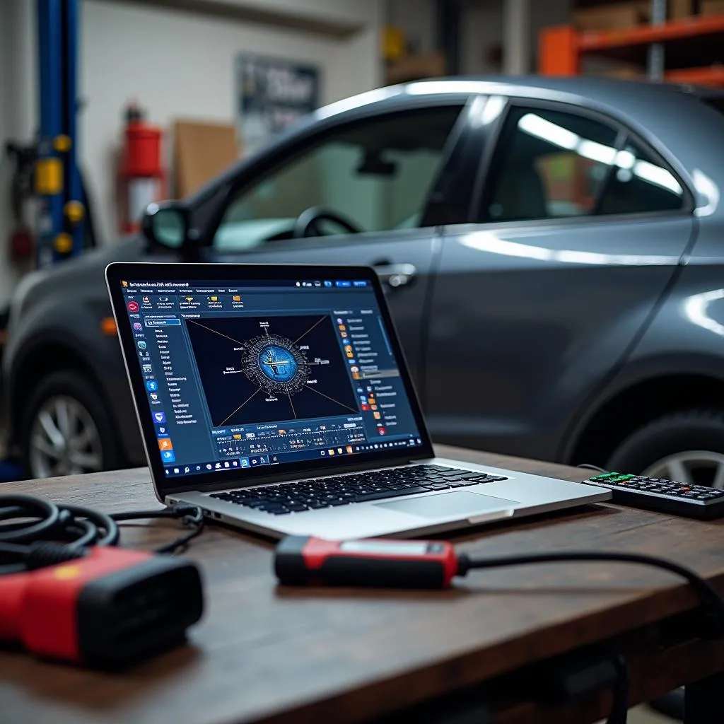 Car Diagnostic Tools and Laptop