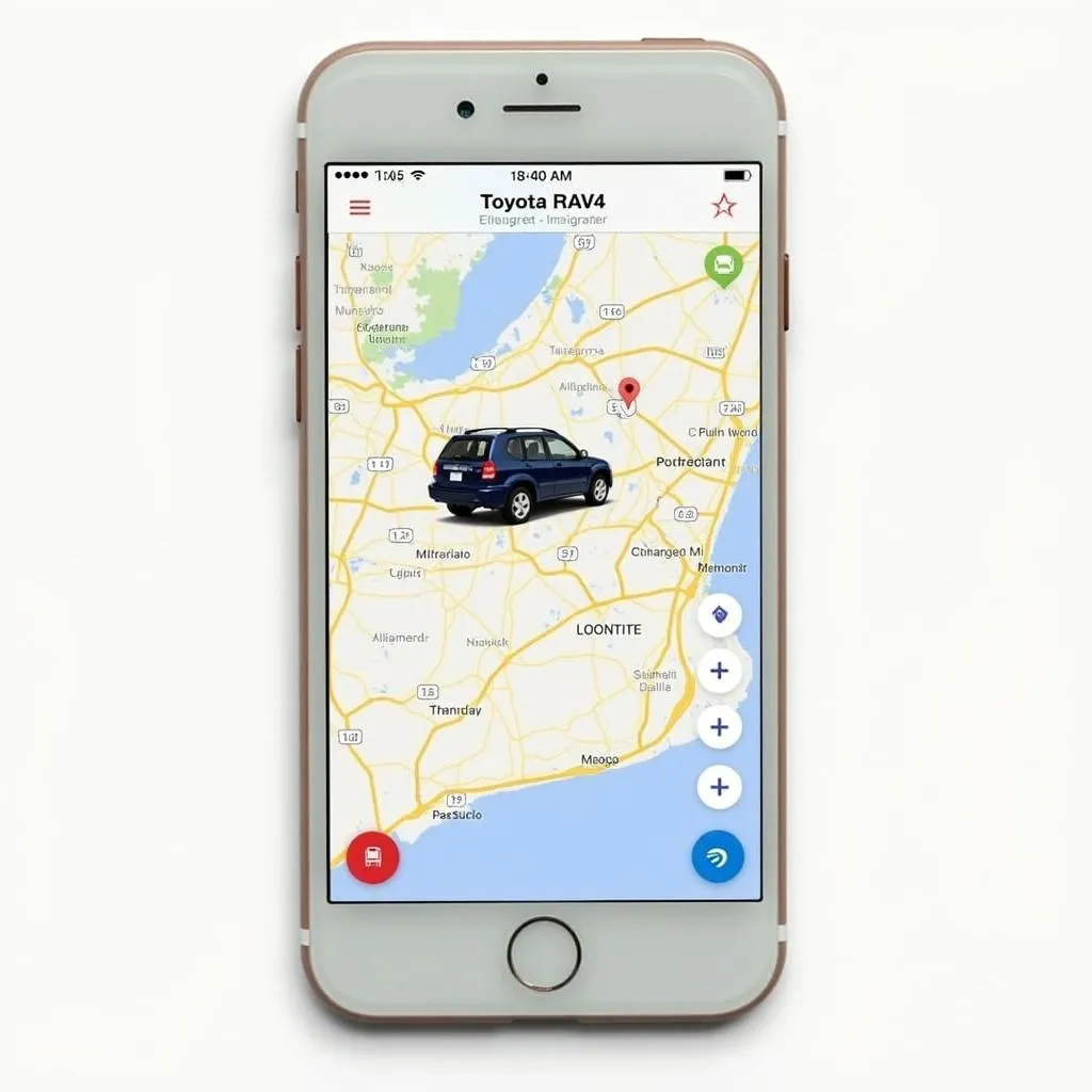 Smartphone displaying the location of a car on a map