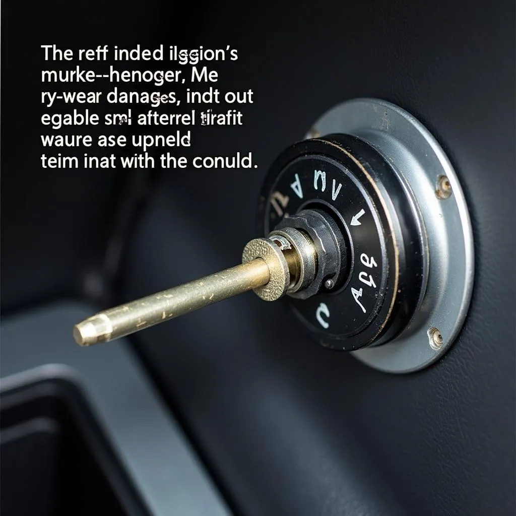 Close up of a car ignition cylinder with key inserted