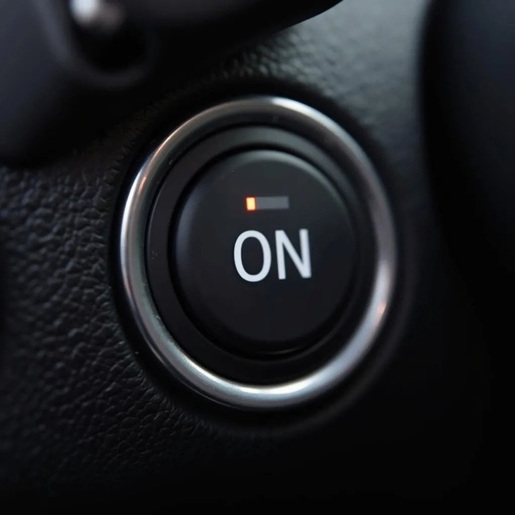 Car ignition with key turned to the ON position