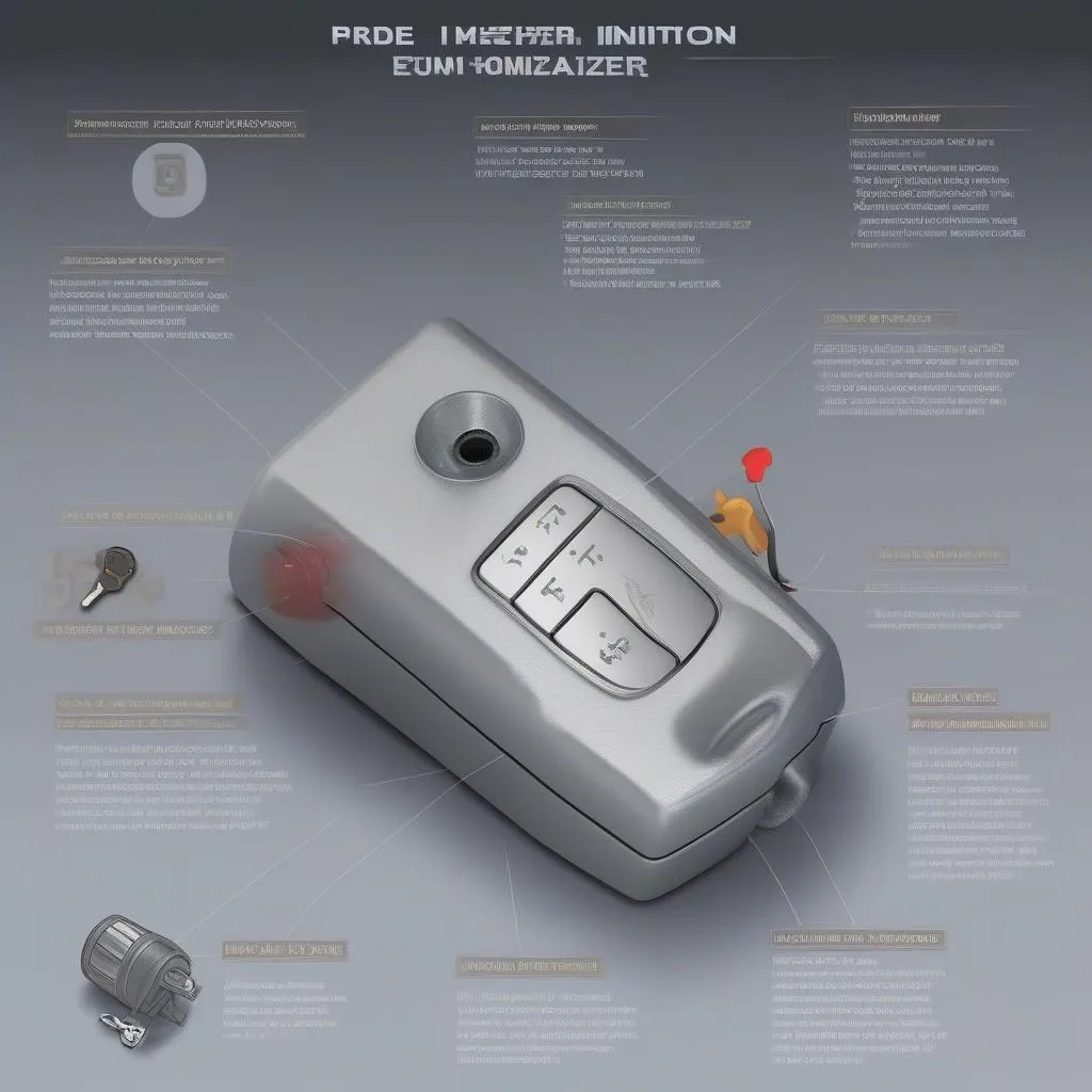 Car key inserted in the ignition and the immobilizer system diagram