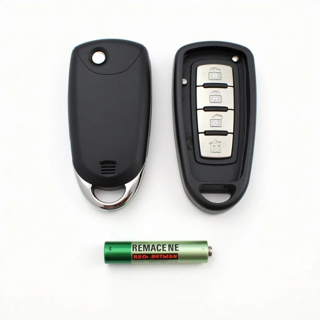 Car key fob with a replacement battery