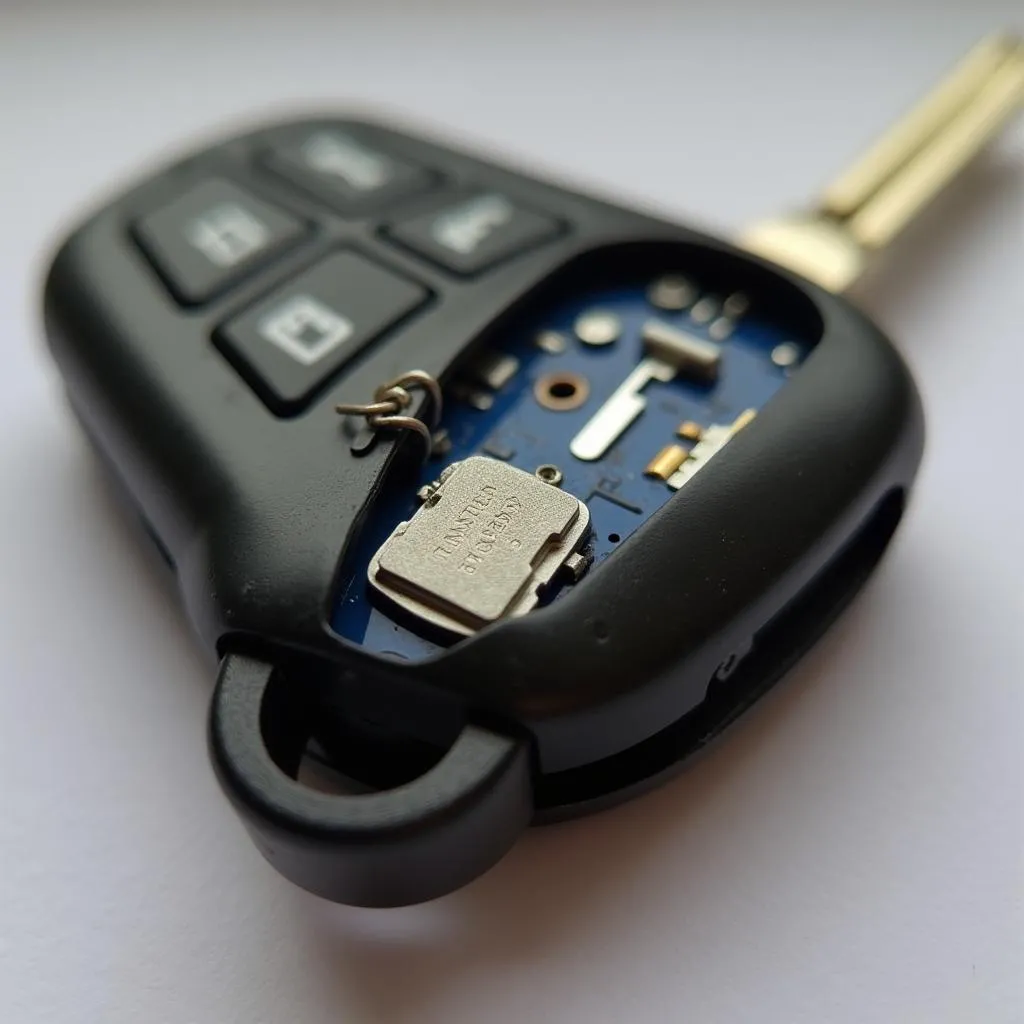 Car key fob with exposed chip