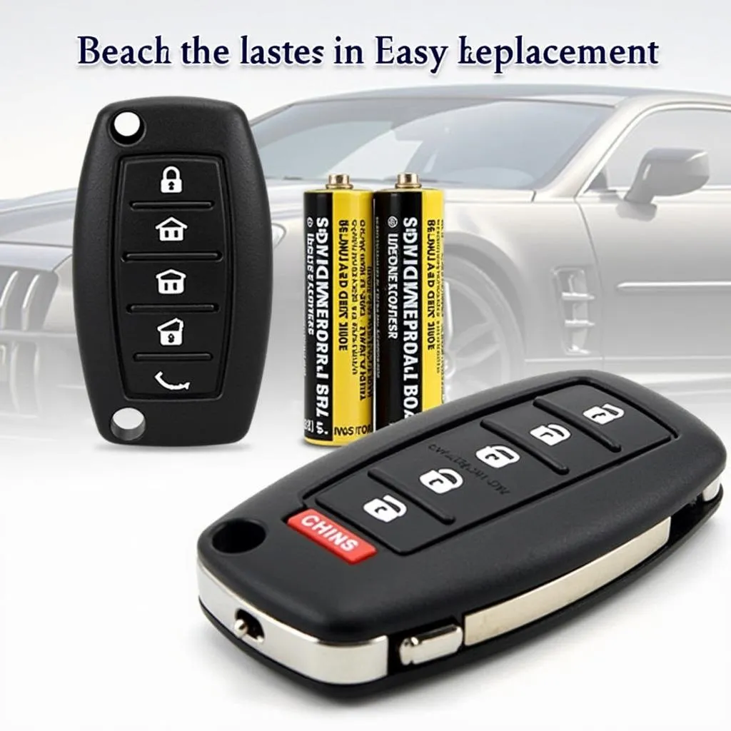 Car Key Fob with Exposed Battery for Replacement