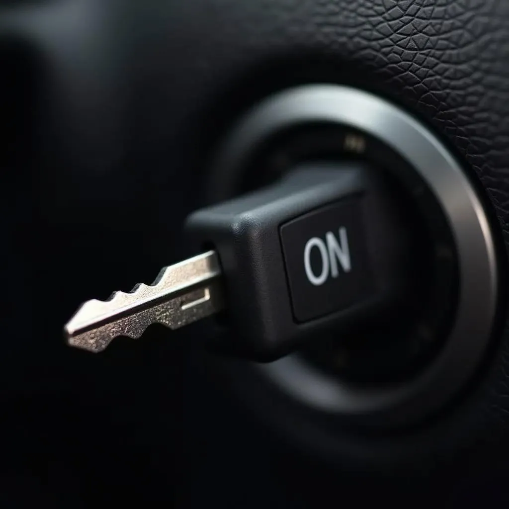 Car key inserted in the ignition